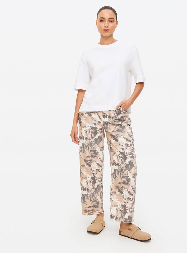 Cow Print Relaxed Barrel Leg Denim Jeans 20S